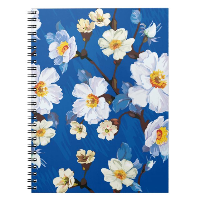 Caderno Espiral fundo sem descontinuidades do padrão abstrato flor (Frente)