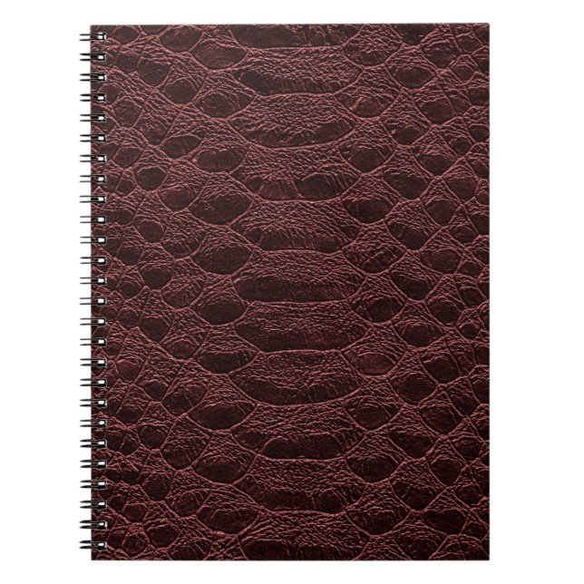 Caderno Espiral fundo - textura castanha de couro réptil - Croco (Frente)