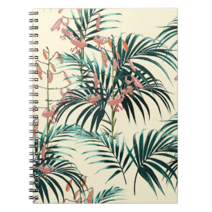 Caderno Espiral Fundo tropical com plantas da selva. Sem costura