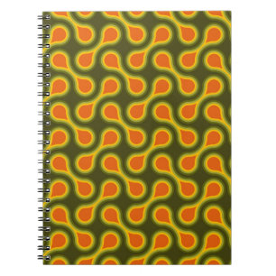 Caderno Espiral Funky 1970s Círculo Gráfico Metaball Barbell Green