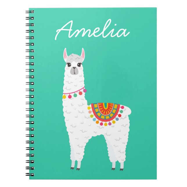Caderno Espiral Funky Alpaca lama drama animal fofo (Frente)