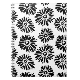 Caderno Espiral Funky Black e white floral