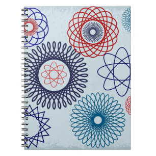 Caderno Espiral Funky Espiroógrafo - Padrão Geométrico Azul