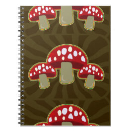 Caderno Espiral Funky Fungi Mushroom Pattern