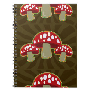 Caderno Espiral Funky Fungi Mushroom Pattern