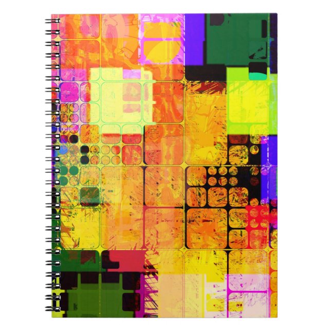 Caderno Espiral Funky Geométrico Multicolor Design (Frente)