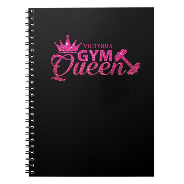 Caderno Espiral Funky Personalizado Quente Faux Glitter Queen (Frente)