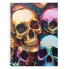 Caderno Espiral Funky Skulls