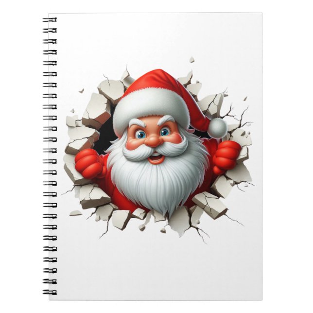 Caderno Espiral Funny 3D Santa Claus Christmas Holiday Design (Frente)