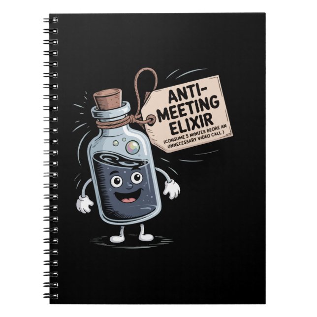 Caderno Espiral Funny Anti-Meeting Elixir | Retro Cartoon Office H (Frente)