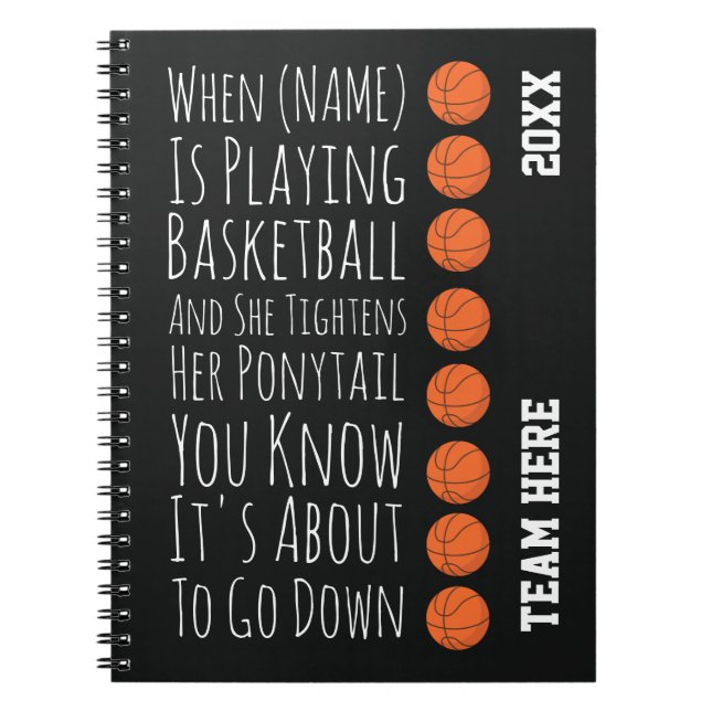 Caderno Espiral Funny Basketball Girls Team Players Gifts For Her (Frente)