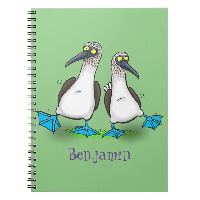Caderno Espiral Funny blue footed boobies cartoon illustration (Frente)