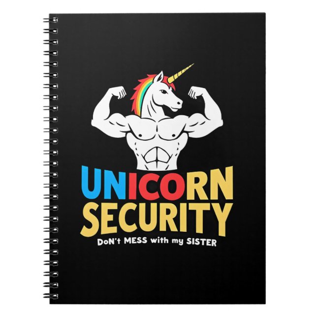Caderno Espiral Funny Brother Unicorn Security Dont Mess With My S (Frente)