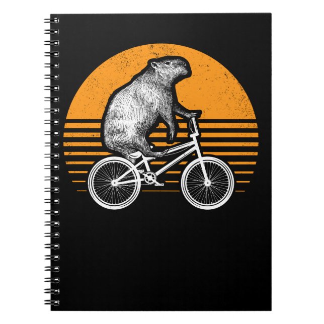 Caderno Espiral Funny Capybara Riding Bike Retro Capibara Biciclet (Frente)