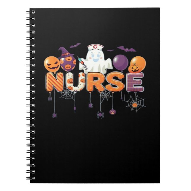 Caderno Espiral funny cartoon ghost nurse - Hot Nurse Halloween Ou (Frente)