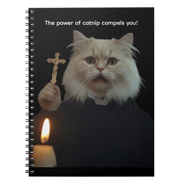 Caderno Espiral Funny Cat Exorcist Notebook - Catnip Compels You (Frente)