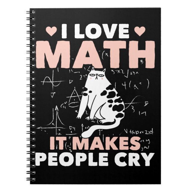 Caderno Espiral Funny Cat Lover Mathematics Humor Maths Nerd (Frente)