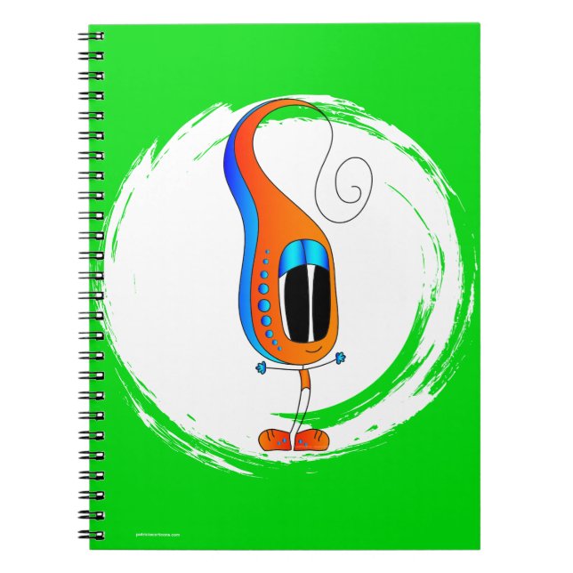 Caderno Espiral Funny, Colorful, Quirky, Cartoon Character (Frente)