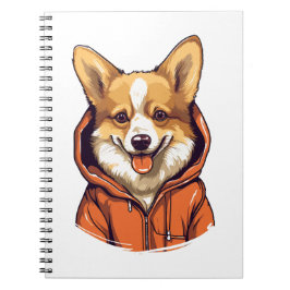 Caderno Espiral Funny Corgi Vestindo Hoodie