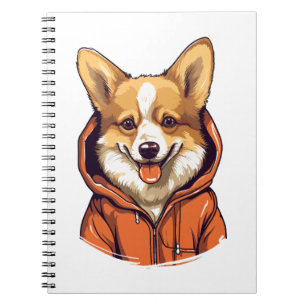 Caderno Espiral Funny Corgi Vestindo Hoodie