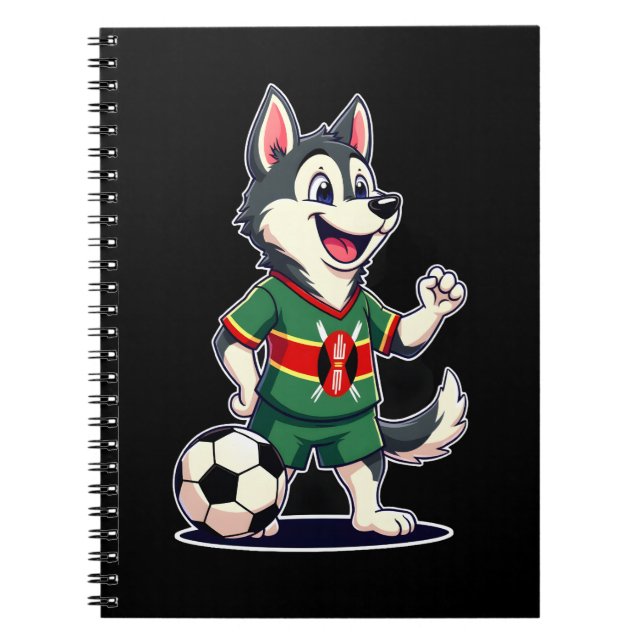 Caderno Espiral Funny Dabbing Husky Dog Kenya Football - Kenyan Fl (Frente)