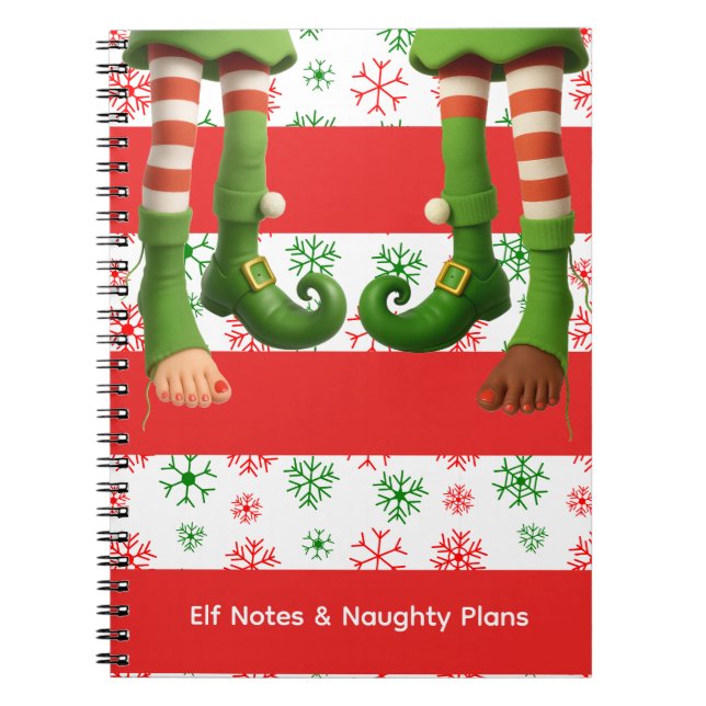 Caderno Espiral Funny Elf Faces & Legs | North Pole Fun Christmas  (Frente)