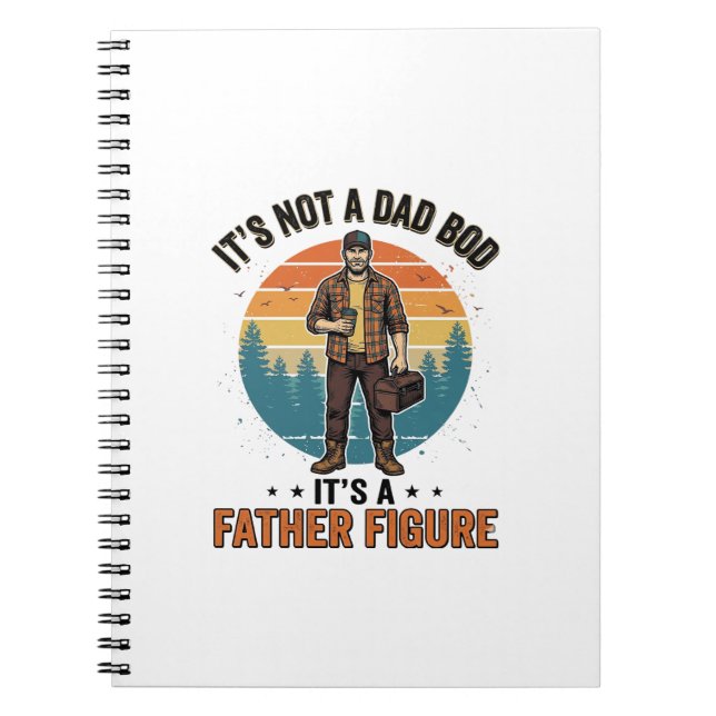 Caderno Espiral Funny Father Figure Vintage Dad Humor Shirt Design (Frente)