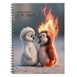 Caderno Espiral Funny Fire and Ice Penguin