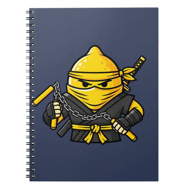 Caderno Espiral Funny Lemon Shinobi Ninja Nunchucks Illustration (Frente)