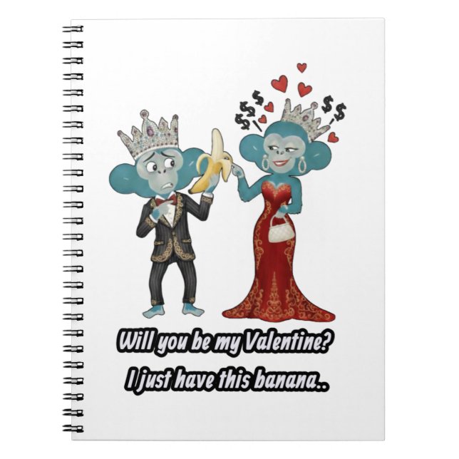 Caderno Espiral Funny Monkey Couple Valentine's Day (Frente)