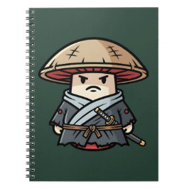 Caderno Espiral Funny Mushroom Ronin Wandering Samurai Illustratio