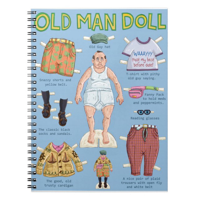 Caderno Espiral FUNNY Old MAN Paper Doll. (Frente)