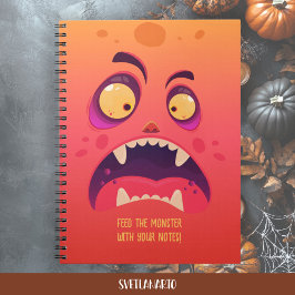 Caderno Espiral Funny Orange Monster Halloween Notebook