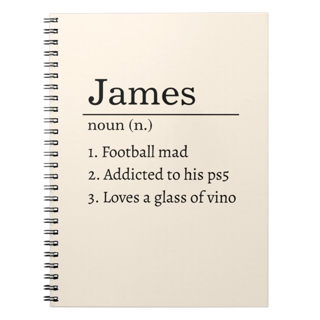 Caderno Espiral Funny Personalized Dictionary Name Definition (Frente)