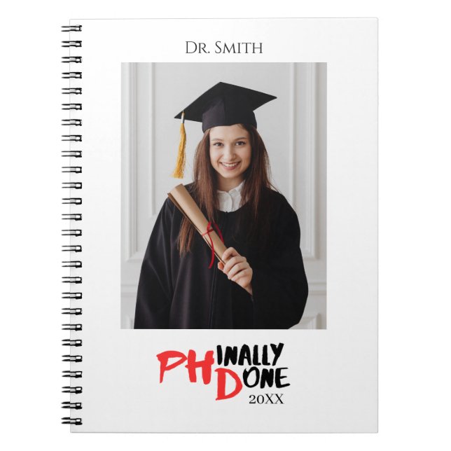 Caderno Espiral Funny PHD Graduation Custom Photo Gift (Frente)