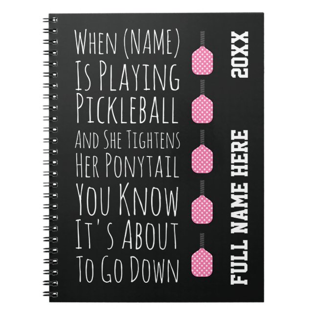 Caderno Espiral Funny Pickleball Gifts For Her Teen Girls Women (Frente)