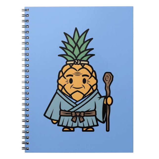 Caderno Espiral Funny Pineapple Sensei Master Samurai Illustration (Frente)