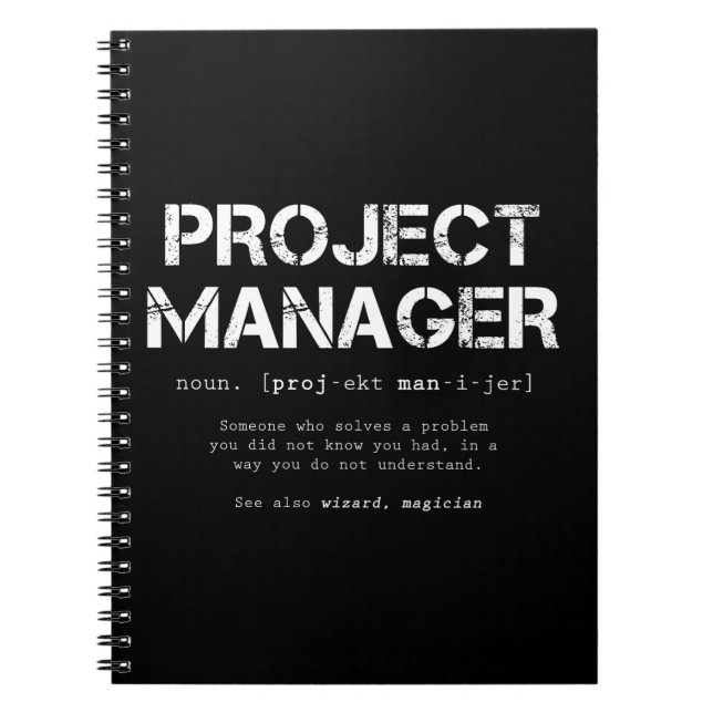 Caderno Espiral Funny Project Manager Dictionary Definition (Frente)