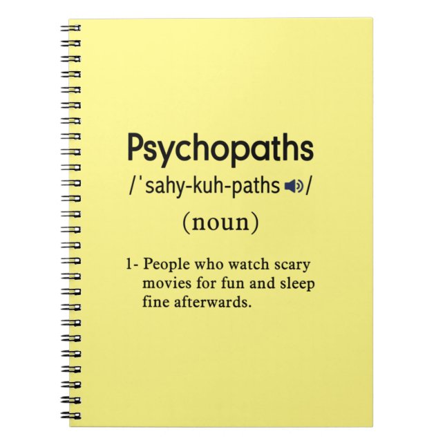 Caderno Espiral funny psychopaths definition (Frente)