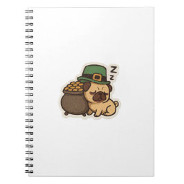 Caderno Espiral Funny Pug St.Patrick's Day