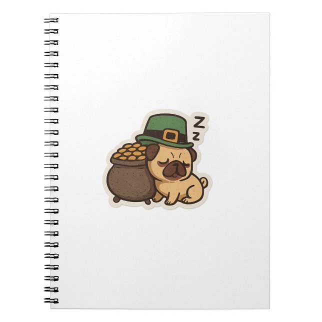 Caderno Espiral Funny Pug St.Patrick's Day (Frente)