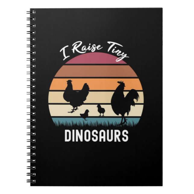 Caderno Espiral Funny Retro Chicken Gifts I Raise Tiny Dinosaurs (Frente)