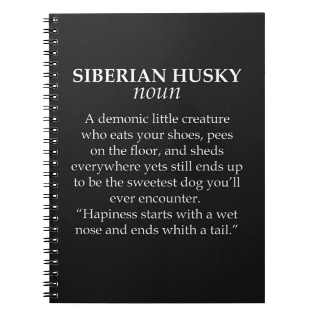 Caderno Espiral Funny Siberian Husky Gifts For Dog Lovers Animal  (Frente)