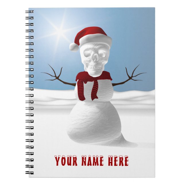 Caderno Espiral Funny skull-head snowman. Personalized (Frente)