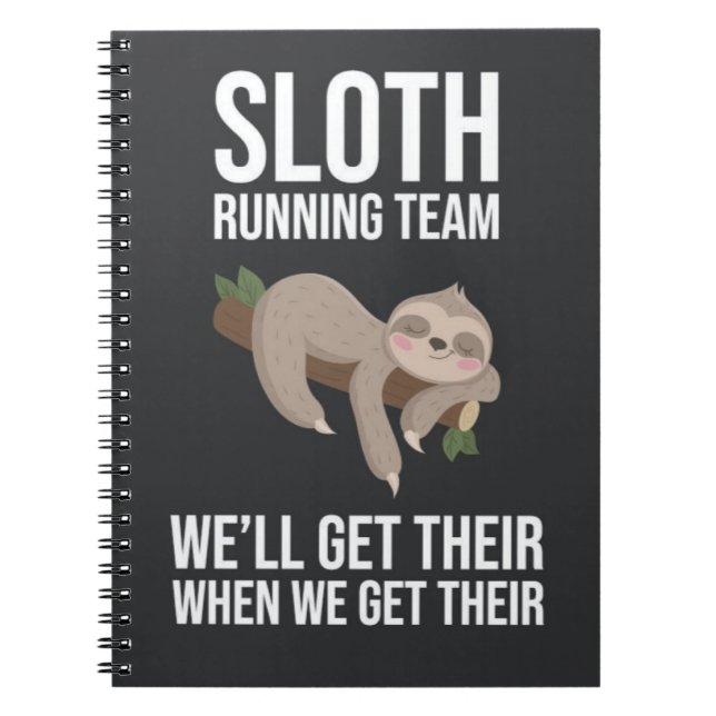 Caderno Espiral Funny Sloth Running Team Gifts Slow Runners  (Frente)