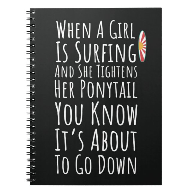 Caderno Espiral Funny Surfing Gifts For Her Girls Surfer Surfboard (Frente)