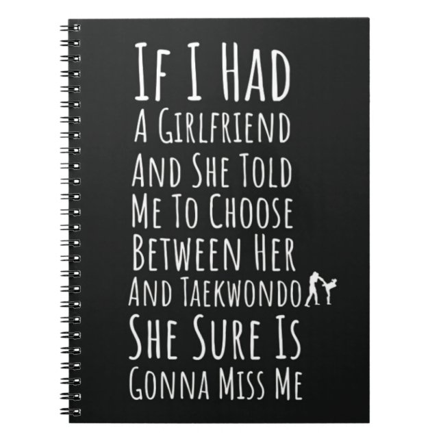 Caderno Espiral Funny Taekwondo Gifts For Him Martial Arts Men Boy (Frente)