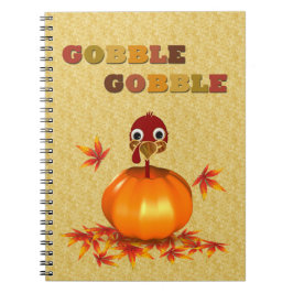 Caderno Espiral Funny Thanksgiving Turkey in Pumpkin
