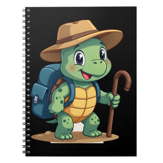 Caderno Espiral Funny Turtle Hiking Graphic Camping Lover Adventur (Frente)