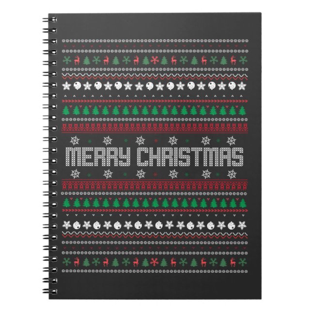Caderno Espiral Funny Ugly  Merry Christmas pattern (Frente)
